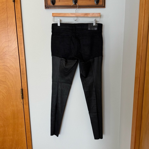 R13 Black denim leather pants, 27 - Picture 4 of 10